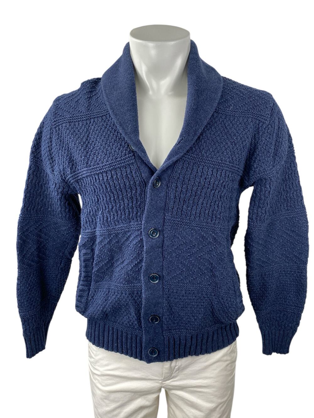 Goodfellow Men's Blue Cable Knit Long Sleeve Button Down Cardigan Sweater Top M